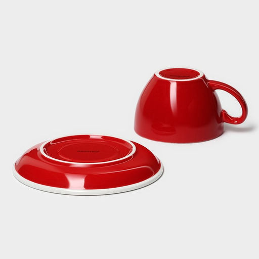 Кофейная пара фарфоровая Magistro Coffee time, 2 предмета: чашка 200 мл, блюдце d=14,5 см, цвет красный  фото 6