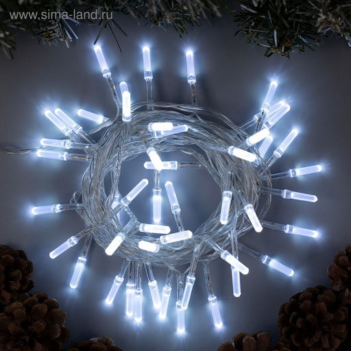 Гирлянда Нить 5 м с насадками Хрусталики, IP20, прозрачная нить, 50 LED, свечение белое, 8 режимов, 220 В - Luazon lighting фото 2