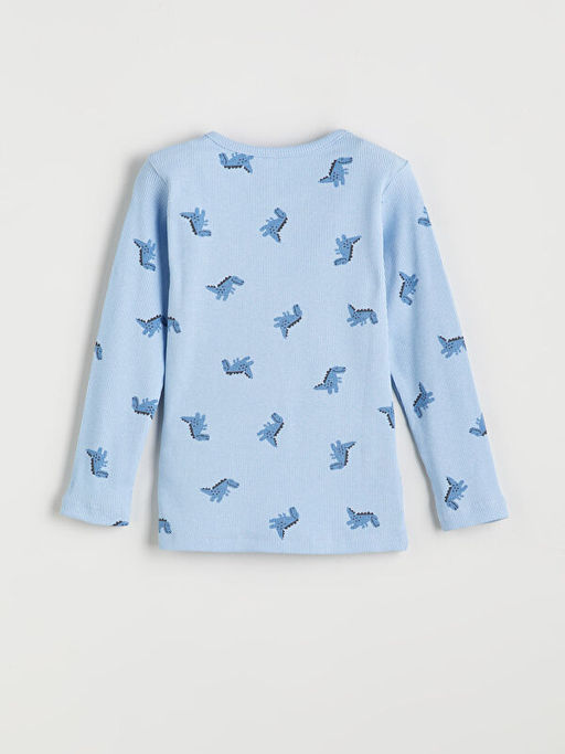 Bisiklet Yaka Bask?l? Uzun Kollu Erkek Bebek Pijama Tak?m?