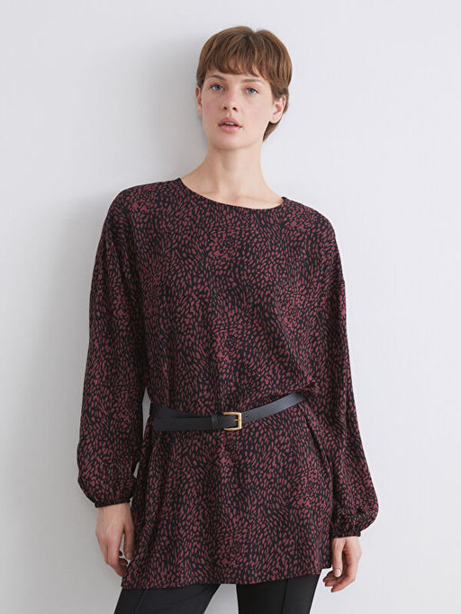 Bisiklet Yaka Desenli Bluz