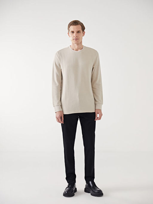 Bisiklet Yaka Uzun Kollu Erkek Sweatshirt