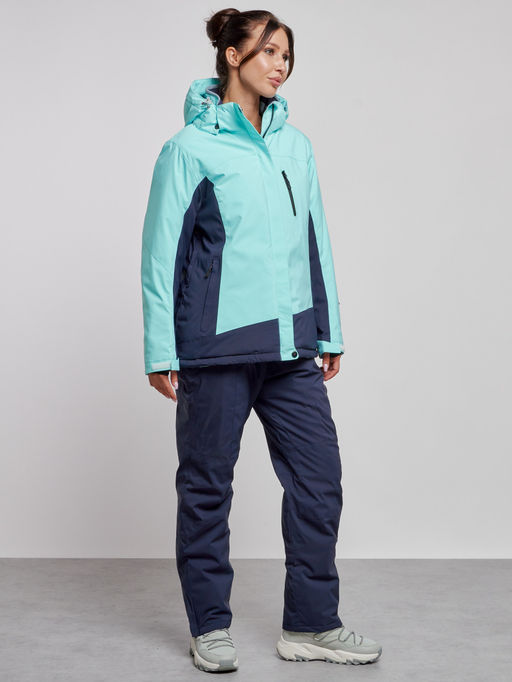 Горнолыжный костюм женский большого размера зимний бирюзового цвета 03960Br - Chunmai фото 3
