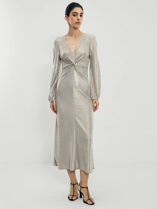 Платье из блестящей ткани с разрезом / Zarina