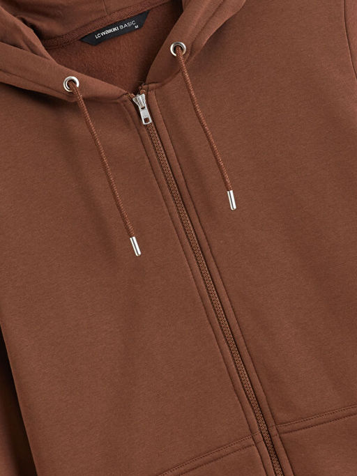 Kap??onlu Uzun Kollu Erkek Fermuarl? Sweatshirt
