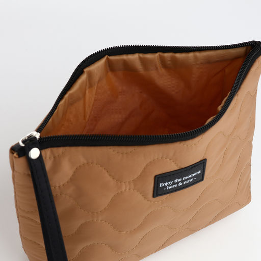 Косметичка женская на молнии, с подкладом, ручкой, тёмно-бежевая - Simaland фото 3