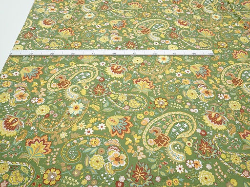 Сатин Турецкий мотив цв.кленово-зеленый, ш.2.5м, хлопок-100%, 120гр/м.кв - Купава фото 4