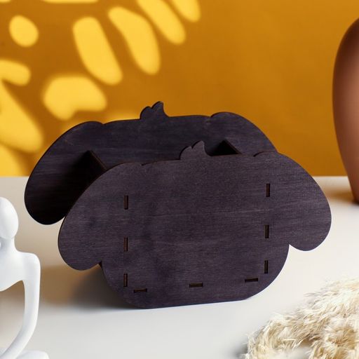 Кашпо деревянное Пёсик 20,5х10,5х12,5 см белый/оранжевый - Дарим красиво фото 3