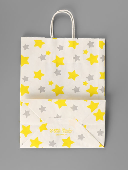 Цена за 10 шт. Пакет подарочный крафтовый «Звёзды», 28.5 х 22 х 13 см