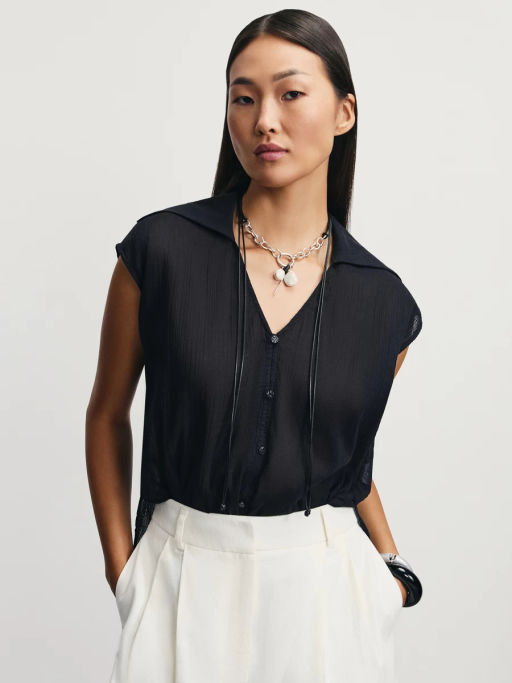 Блузка из жатой ткани с отложным воротником / Zarina  фото 7