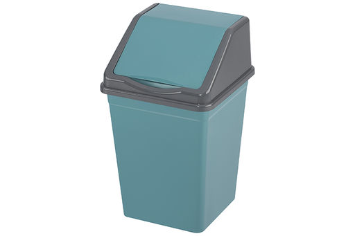 Ведро для мусора с подвижной крышкой 16 л 26*26*43 см квадратное бирюзовый/серый (941655) - Elan gallery фото 4