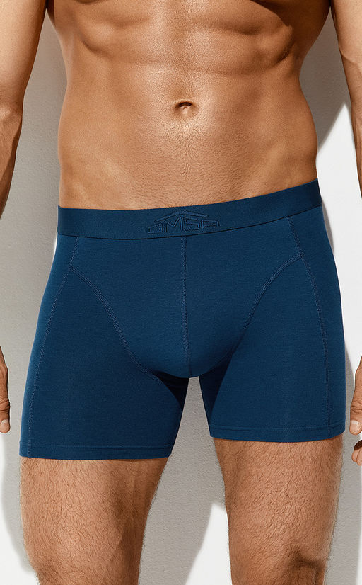 OmB 1250 Боксеры удлиненные мужские с открытой резинкой,BAMBOO+CO - Blu