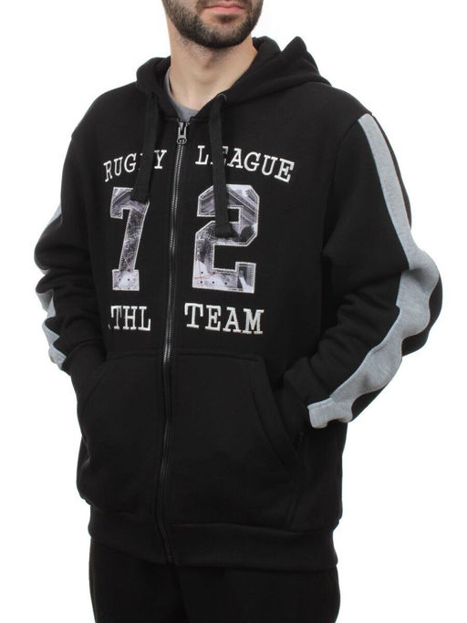 C008 BLACK Толстовка мужская (35% хлопок, 65% полиэстер)