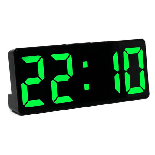 Часы электронные настольные, USB, календарь, будильник, термометр, 15×6.3 см, зелёная индикация