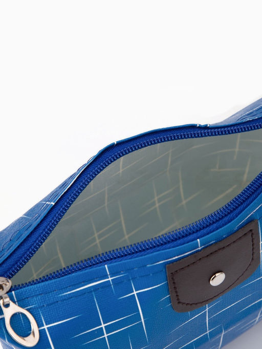 Косметичка простая на молнии, с принтом, синяя