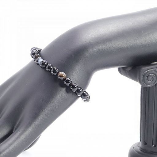 Браслет из камня Черный агат защита 6мм от дурного глаза порчи и соперниц