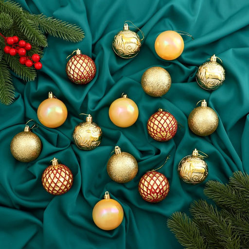 Ёлочные игрушки Мелодия, шары новогодние, d=6 см, набор 16 шт., грани глянец, золото
