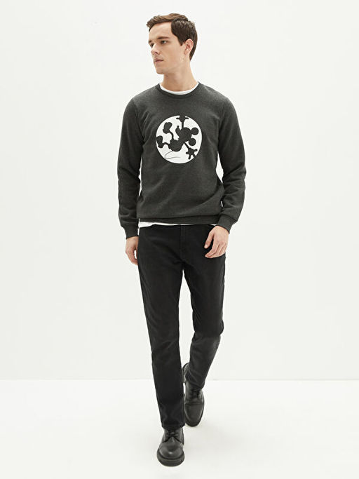 Bisiklet Yaka Uzun Kollu Mickey Mouse Bask?l? Erkek Sweatshirt - Waikiki фото 3