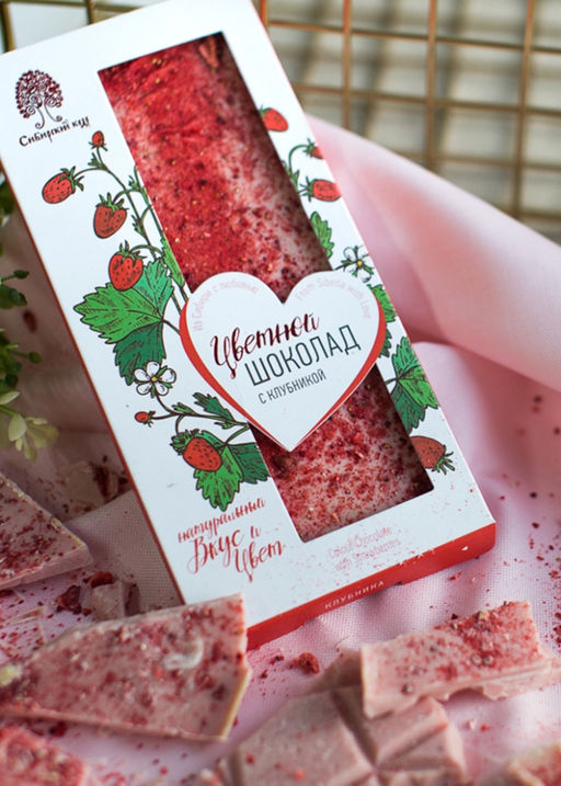 Цветной шоколад с клубникой, 100 г - Сибирский кедр фото 3