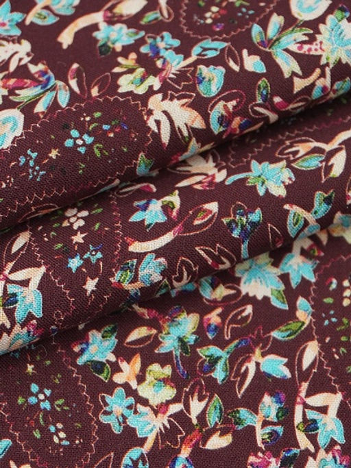 Штапель Премиум (Digital) Энжела цв.вишневый, ш.1.45м, вискоза-100%, 120гр/м.кв - Купава фото 8