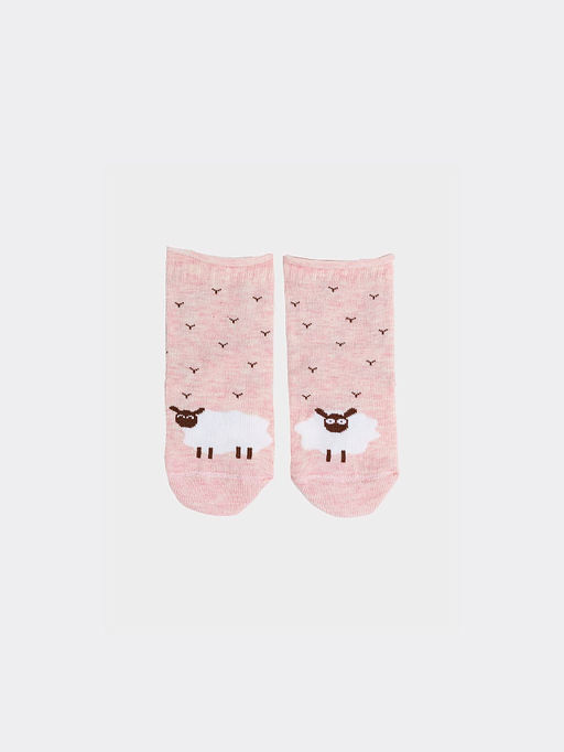 Цена за 5 пар! Носки детские розовые с рисунком в виде барашков