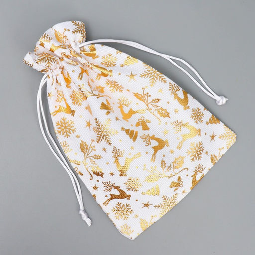 Цена за 5 шт. Мешочек подарочный холща Новогодние олени, тиснение, 16 24 см +/- 1.5 см - Дарите счастье фото 4