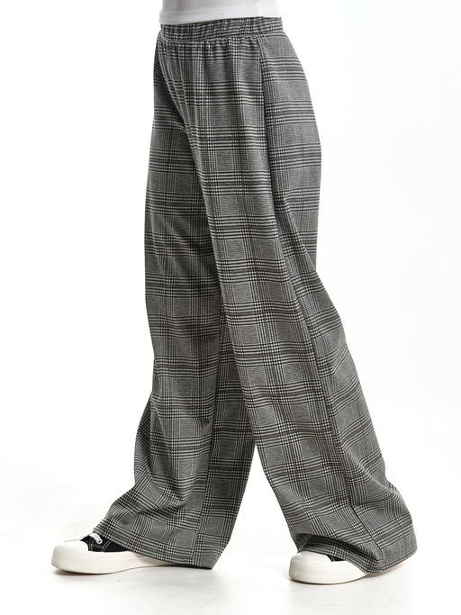 Брюки палаццо для девочки подросткам модные спорт шик UD 7872 клетка серая/черная - Mini maxi фото 3