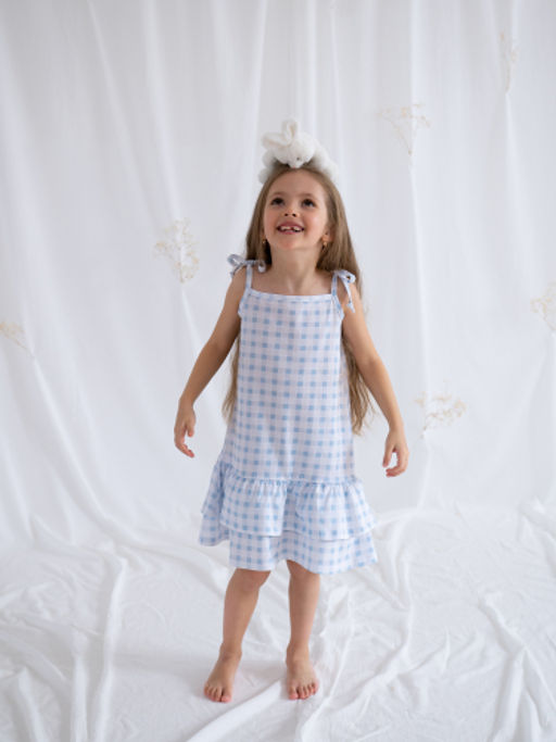 Платье для девочки клетка, бел/гол - Lesi kids фото 9