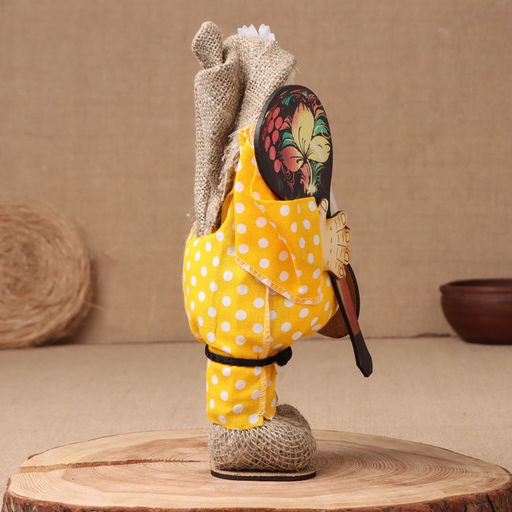 Фигурка-оберег «Домовой. Славуся в льняном колпаке, с ложкой и подковой», МИКС