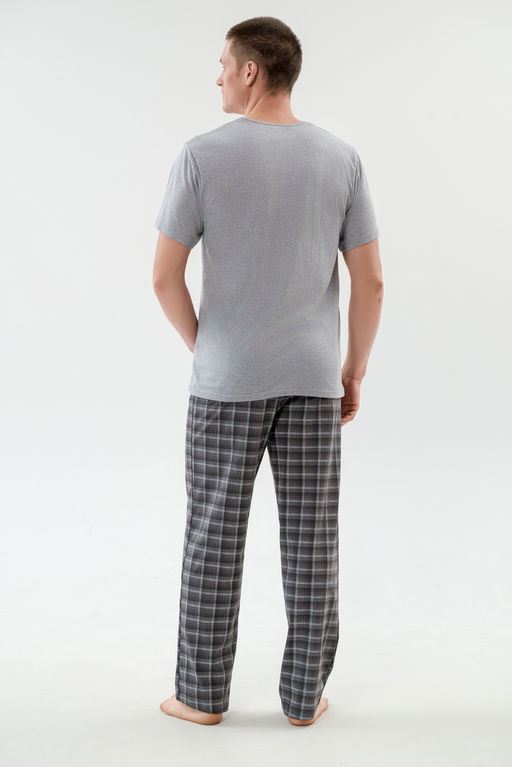 Пижама мужская из футболки с коротким рукавом и брюк из кулирки Генри серый меланж - Амадэль фото 6