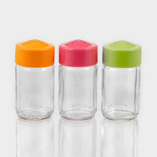 Солонка «Соль и Перец», 70 мл, 4×8 см, стекло, розовая