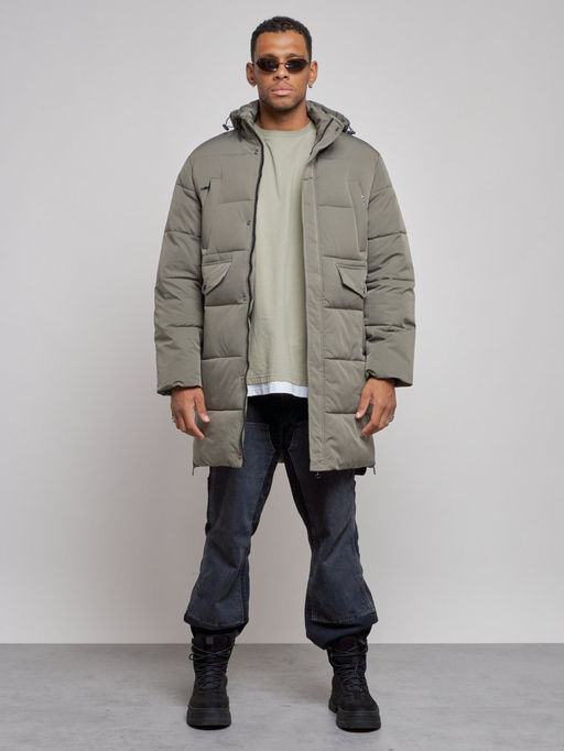 Парка мужская зимняя удлиненная молодежная серого цвета 806Sr - Wonderrman фото 2