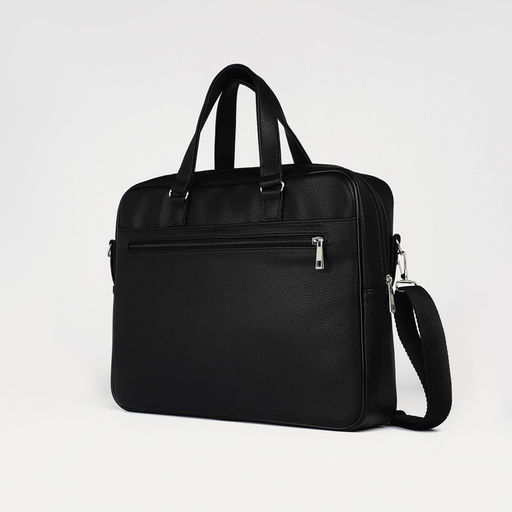 Сумка деловая на молнии, 2 наружных кармана, цвет чёрный - Textura фото 2