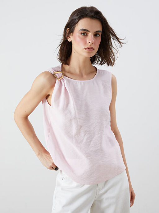 Bisiklet Yaka B?zg?l? Modal Kar???ml? Bluz