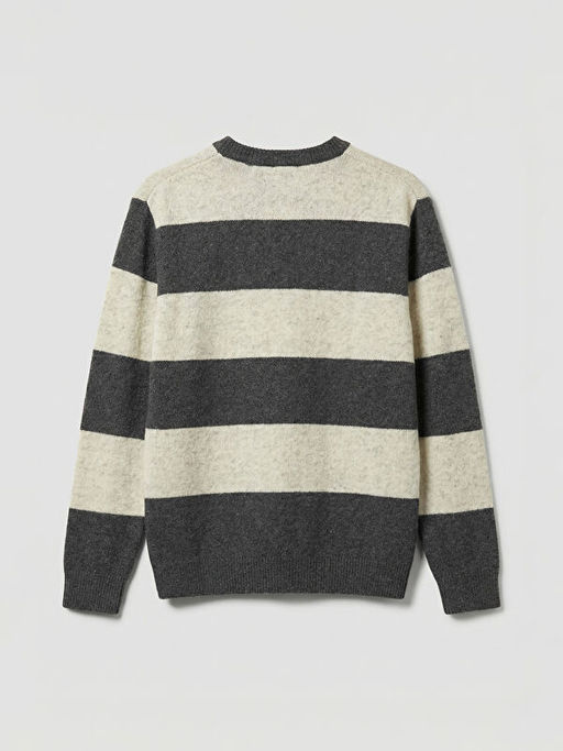 Bisiklet Yaka ?izgili Erkek Triko Kazak