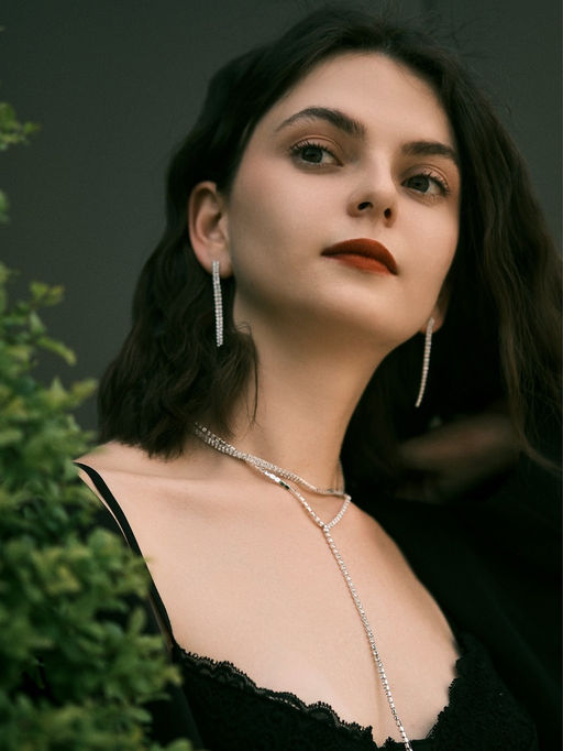 Набор 2 предмета: колье-чокер, серьги Блеск, белый в серебре