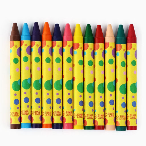 Цена за 3 шт. Восковые мелки, 12 цветов «Корги»