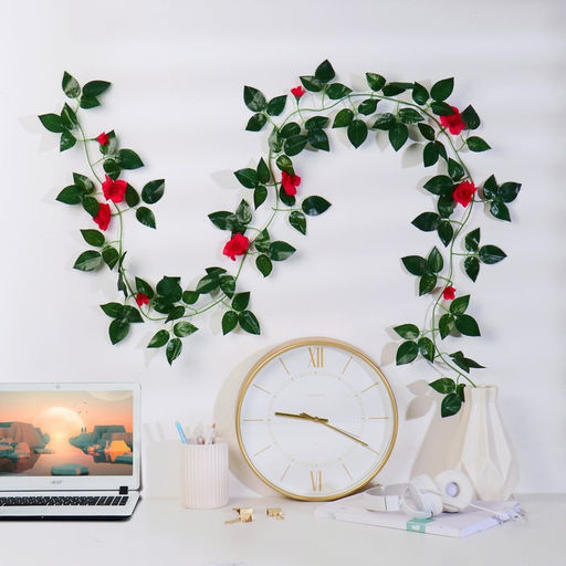 Цена за 5 шт. Лиана искусственная «Лист с розами», 1.9 м, (цена за 1 шт. фасовка 5 шт.), МИКС