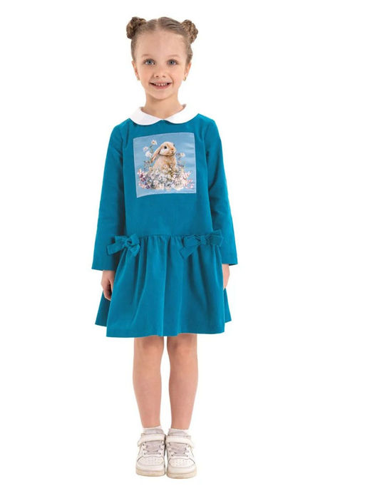 Платье из микро-вельвета дев. О66641 - Карамелли фото 2