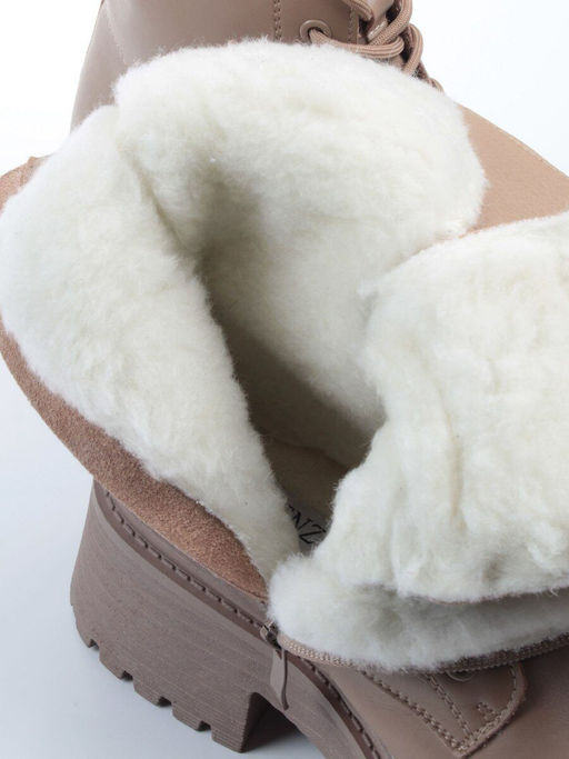 04-PAX31-2Z DK. BEIGE Ботинки зимние женские (натуральная кожа, 100% шерсть)