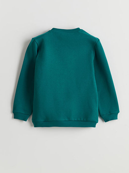 Bisiklet Yaka Bask?l? Erkek ?ocuk Kal?n Sweatshirt