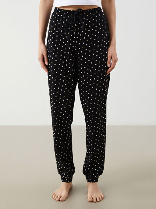 Beli Lastikli Puantiyeli Kad?n Jogger Pijama Alt?
