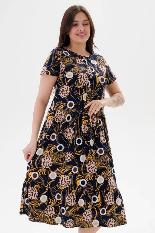 Платье женское из кулирки Кармелита 2 кофе на синем - Амадэль фото 5