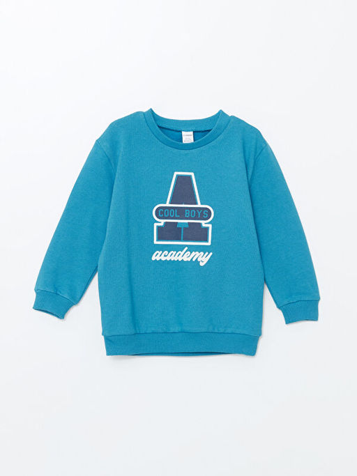 Bisiklet Yaka Bask?l? Erkek Bebek Sweatshirt ve E?ofman Alt 2li Tak?m - Waikiki фото 2