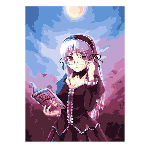 Холст с красками 22х30 по номерам "Девочка с книжкой" (16цв.)