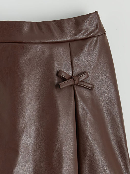 Beli Lastikli Deri G?r?n?ml? Pileli K?z ?ocuk Etek