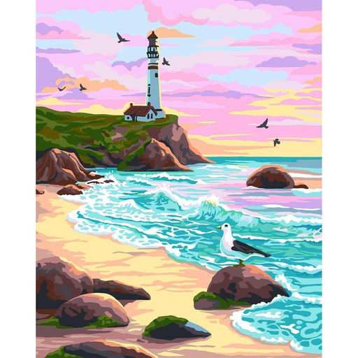 Картина по номерам на холсте с подрамником Маяк на закате 40 50 см - Школа талантов фото 3