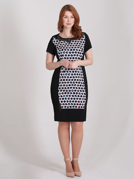 Платье женское в горох для работы повседневное прямое