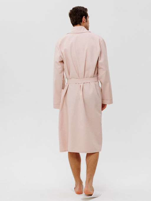 Мужской вафельный халат с шалькой бежевый В-04 (31)