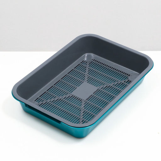 Туалет средний с сеткой 36×26×6.5 см, серый/бирюзовый