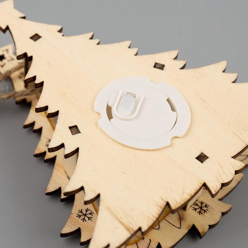 Ёлочная игрушка Ёлочка с оленем, 11х11х2 см, от батареек, свечение тёплое белое - Luazon lighting фото 5